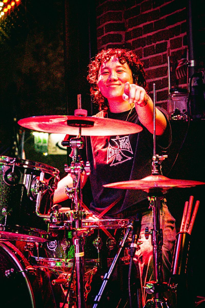 Lilee at the drum kit